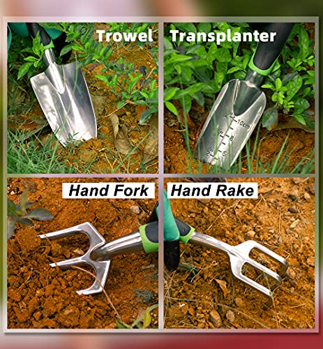 JUMPHIGH Garden Tools Set, 9 Piece Heavy Duty Gardening Tools with Garden Gloves and Garden Tote, Aluminum Outdoor… - Image 3