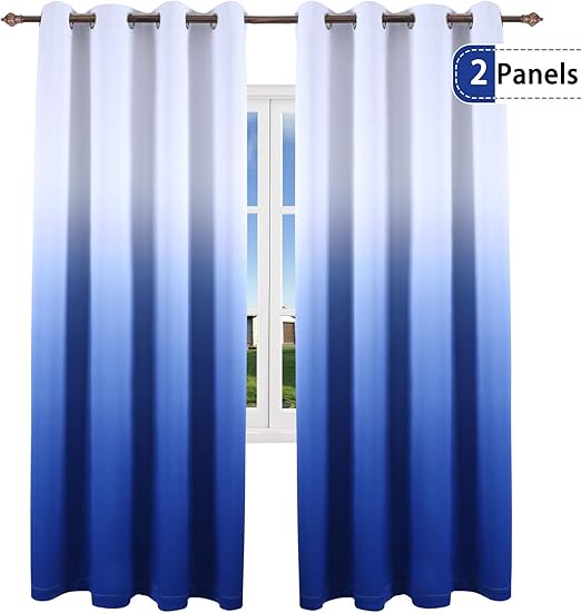 Amazon Com Keqiaosuocai Grommet Top Ombre Curtains Blue Room