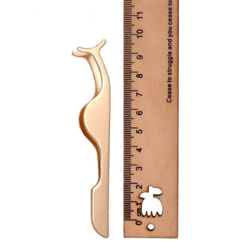 EIAKE False Eyelashes Applicator Tool Eyelash Extension Tweezers Remover Clip Tweezers Nipper (Golden) : Beauty