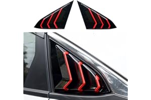 BOLTRY ABS Rear Side Window Louvers Air Vent Scoop Shades Cover Blinds Trim for Honda Civic Sedan 2016 2017 2018 2019 2020 2021（Red Black）