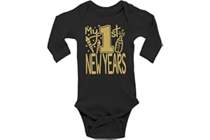 Aiden's Corner Handmade Holiday Baby New Year Bodysuit - Boy Girl Gold Metallic My First New Years Outfit