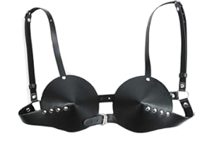 Women's Leather Bullet Cup Bra Body Harness Adjustable Brooch Buckle Punk Lingerie Bra Catwoman Costume