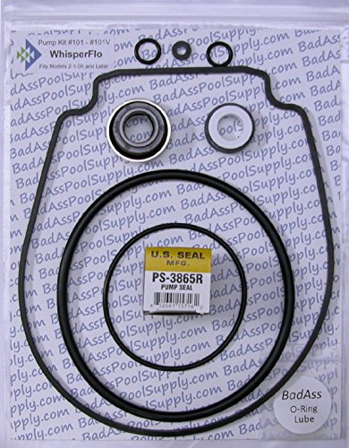 Pentair WhisperFlo/IntelliFlo Viton Saltwater & Ozone Shaft Seal, Complete O-Ring Rebuild Kit, OEM Black Gasket
