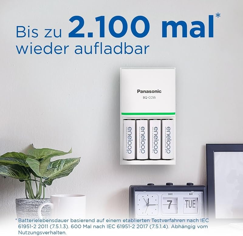 , AAA/Micro Ni-MH Akku, 8er-Pack, Kapazität mit min. 800 mAh, Ready-to-Use Ni-MH Akkus, bis zu 2000 Mal wiederaufladbar, plastikfreier Verpackung, standard, weiß