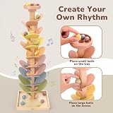 Joyreal Montessori Sound Tree Wooden Marble Run Rainbow Leaves 7-Tier view 3