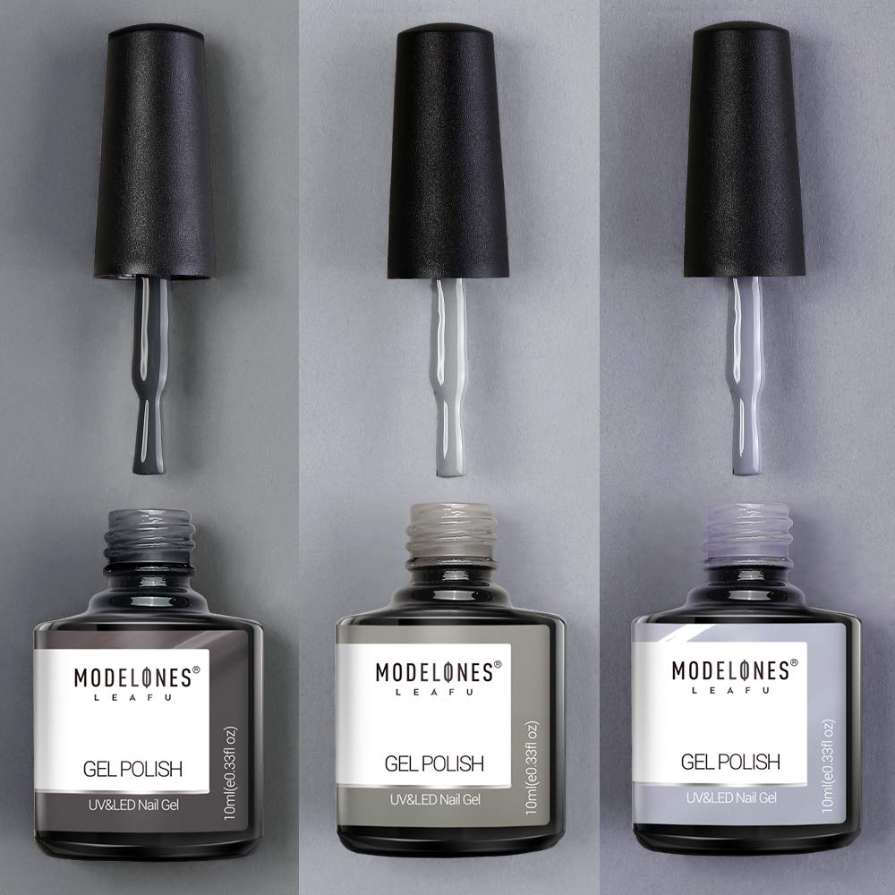 Modelones Gel Nail Polish Set - Nude Gray Series 6 Colors Gel Polish Set Kit LED Soak Off Gel Polish 0.33 OZ 10ML : Beauty