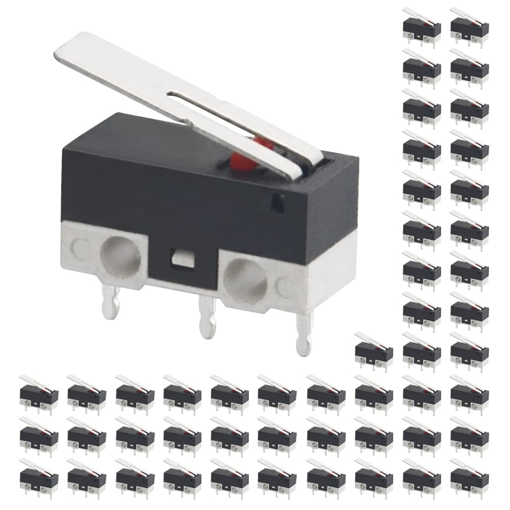 WMYCONGCONG 50 PCS Micro Switch AC 1A 125V 3 Pin SPDT Limit Micro Switch Long Hinge Lever