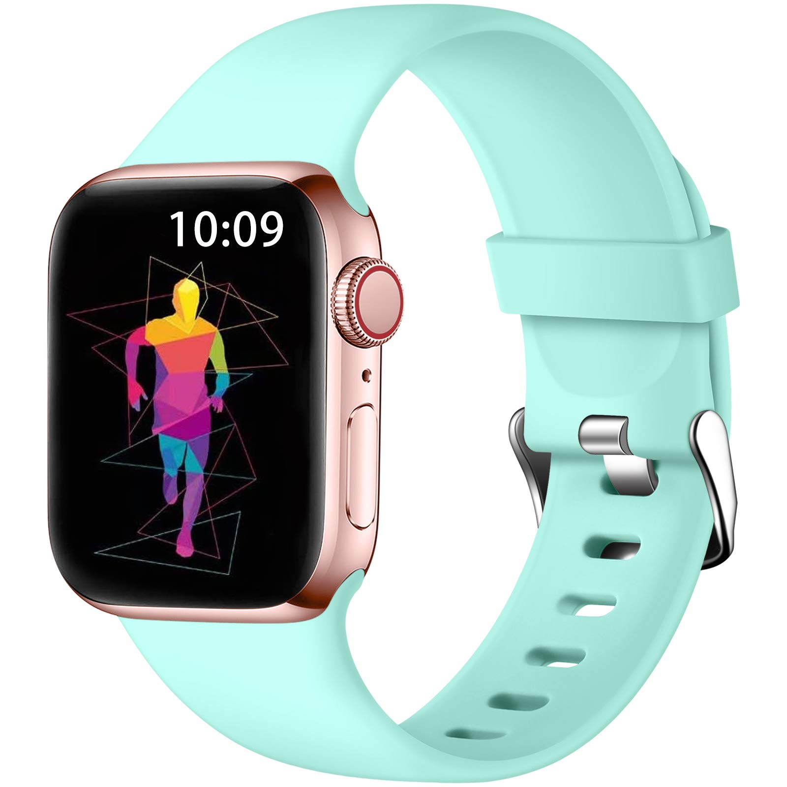 Wepro Strap Compatible with Apple Watch 44mm 42mm 45mm for Women/Men, Soft Silicone Adjustable Replacement Wristband Strap for Apple Watch SE/iWatch Series 7 6 5 4 3 2 1, 42mm/44mm/45mm-S/M-BlueSea