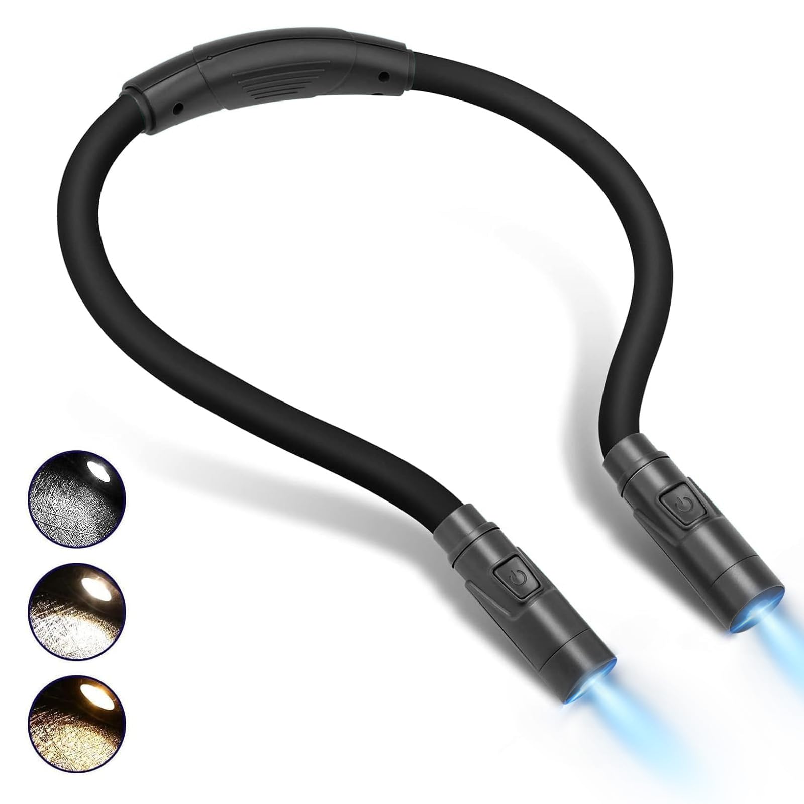 LUXJET 9 Modes LED Book Light Neck Lamp, LED Reading Lights with 3 Colours and 3 Brightness Levels, Hug Book Light for Reading in Bed at Night, Knitting, Handcraft Work, Crochet (Black)