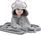 HiABsee Baby Towels with Hood Grey Elephant Ultra Soft 80x80cm