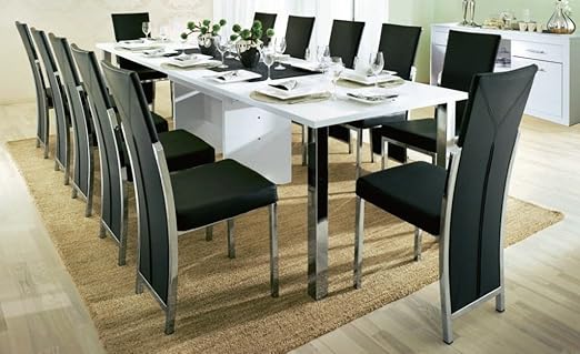 Kuchenmobel Esstisch Set Mebrat Weiss Tisch Mit 12 Stuhlen Amazon De Kuche Haushalt Wohnen Esstisch Mit 12 Stühlen