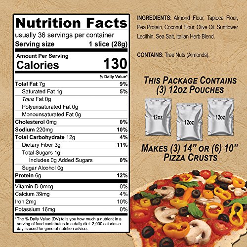 Vegan Pizza Crust Mix (Makes 6 Pizzas), Healthy Pea Protein, Grain Free, Gluten Free, Dairy Free (Italian Herb / 36oz)