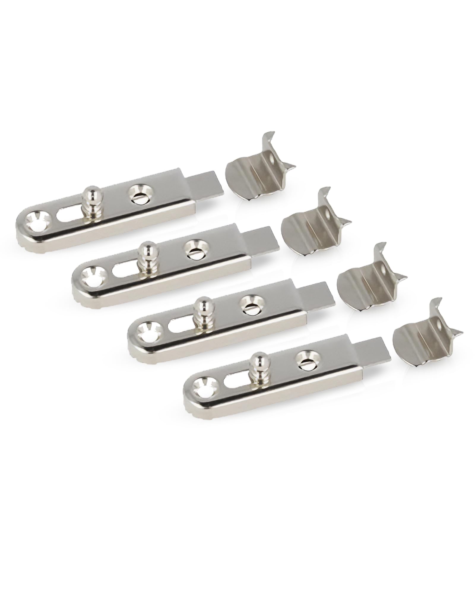 Gedotec H1255 50 mm Visible Screw Connection Straight Door Latch Nickel-Plated Steel Pack of 4 Push Bolt for Furniture Doors
