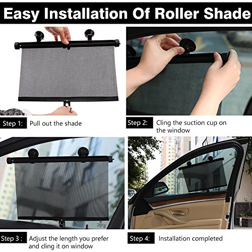 punada Car Sun Shade for Baby,Car Window Shade Roller Retractable Sunshade for Side Windows Windshield Sun Shade Blocks 98% of Harmful UV Rays,Protect Your Kids from Sun Glare and Heat (2 Pack)