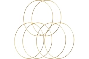 HOHIYA 6 Pcs 14 Inch Metal Floral Hoop Large Gold for Macrame Craft Wreath Rings Dream Catcher Wall Hanging 4mm Wire Taiwan Made