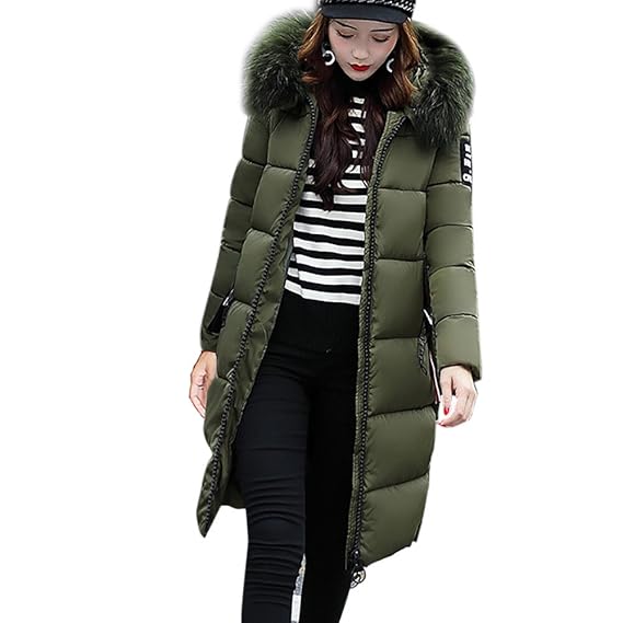 Kingko Damen Winterjacke Wintermantel Lange Daunenjacke Jacke Outwear Frauen Winter Warm Daunenmantel Solide Lässig Dicker Wi