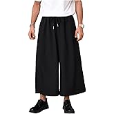 VIPWOLF Men's Drawstring Waist Wide Leg Casual Harem Pants Baggy Japanese Yoga Harem Pants Hip hop Joggers