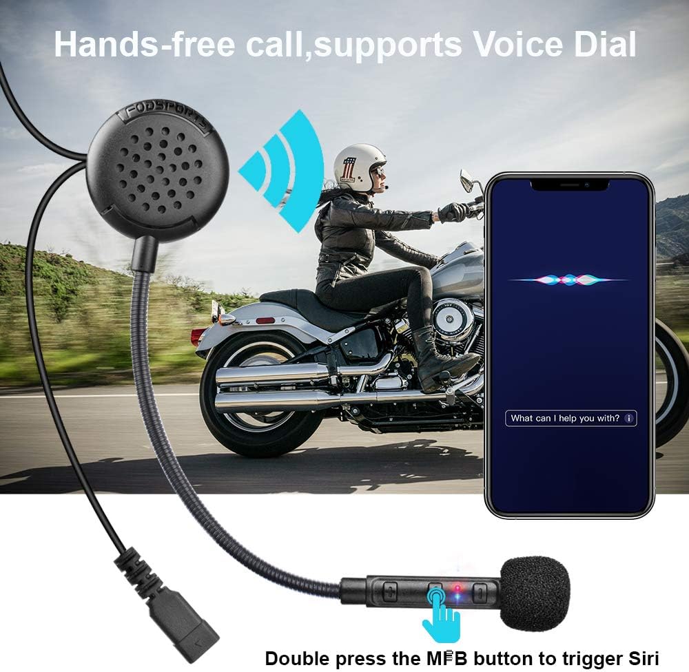 Fodsports F1 Motorcycle Helmet Intercom Headset, Bluetooth 5.0 Headphones Communication Systems, Automatic Answering - Image 5