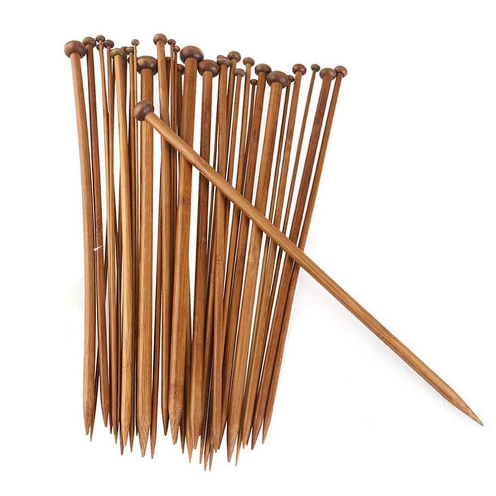 VOANZO 36Pcs/Set Carbonized Bamboo Crochet Single Pointed Smooth Knitting Needles for Scarf Sweater Knitting Tools (25cm)