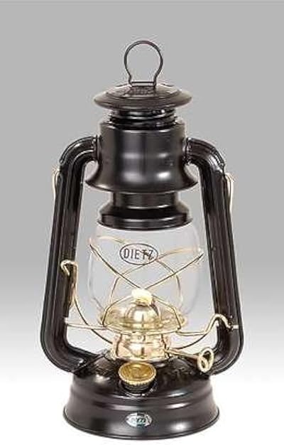 Dietz Original 76 Oil Lamp Lantern Black Gold Trim 10" Height