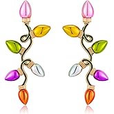 TOVABA Christmas Earrings for Women, Cute Christmas Tree Earrings Dainty Gold Plated Reindeer Snowflake Light Bulb Dangle Earrings Hypoallergenic Xmas Earrings Trendy Chirstmas Jewelry for Women