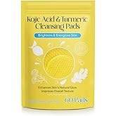 Kojic Acid and Turmeric Cleansing Pads for Face, Turmeric Cleansing Pads Helps Balance Skin Oil And Water, 60Pcs