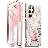 i-Blason for Samsung Galaxy S23 Ultra Case with Built-in Screen Protector, [Magnetic Charging] [Support Fingerprint ID], Full-Body Slim Women Girl Phone Case for Samsung Galaxy S23 Ultra 6.8", Marble