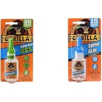 Gorilla 7700104 Super Glue Gel, 1-Pack & Super Glue 15 Gram, Clear, (Pack of 1)
