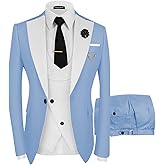 Wangyue Mens Suit 3 Piece Slim Fit Suits for Men Wedding Prom Tuxedo for Men Formal Business Suit