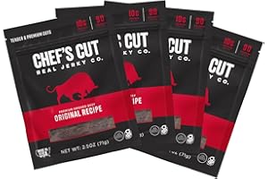 CHEF'S CUT REAL JERKY Chef's Cut Beef Jerky Meat, Original (2.5 Ounce Bags, Pack of 4) - High Protein, 10g Protein, 90 Calories, Gluten-Free, Premium Lean Smoked Beef, Keto Friendly Snack, Low Carb Snack