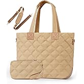 Prite Tote Bag for Women Lightweight Puffer Tote with Compartment Quilted Work Bag