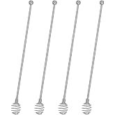 Coffee Stir Sticks,BURLIHOME Stainless Steel Swizzle Sticks 4Pcs Reusable Beverage Stirrers with Honey Shape