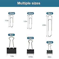 Binder Clips Paper Clips Assorted Sizes, 340pcs