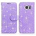 S7 Edge Case, Galaxy S7 Edge Case, Cellularvilla [Slim] [Card Slot] Premium Pu Leather Wallet Case [Drop Protection] Flip Protective Stand Cover for Samsung Galaxy S7 Edge G935 (Purple Glitter)
