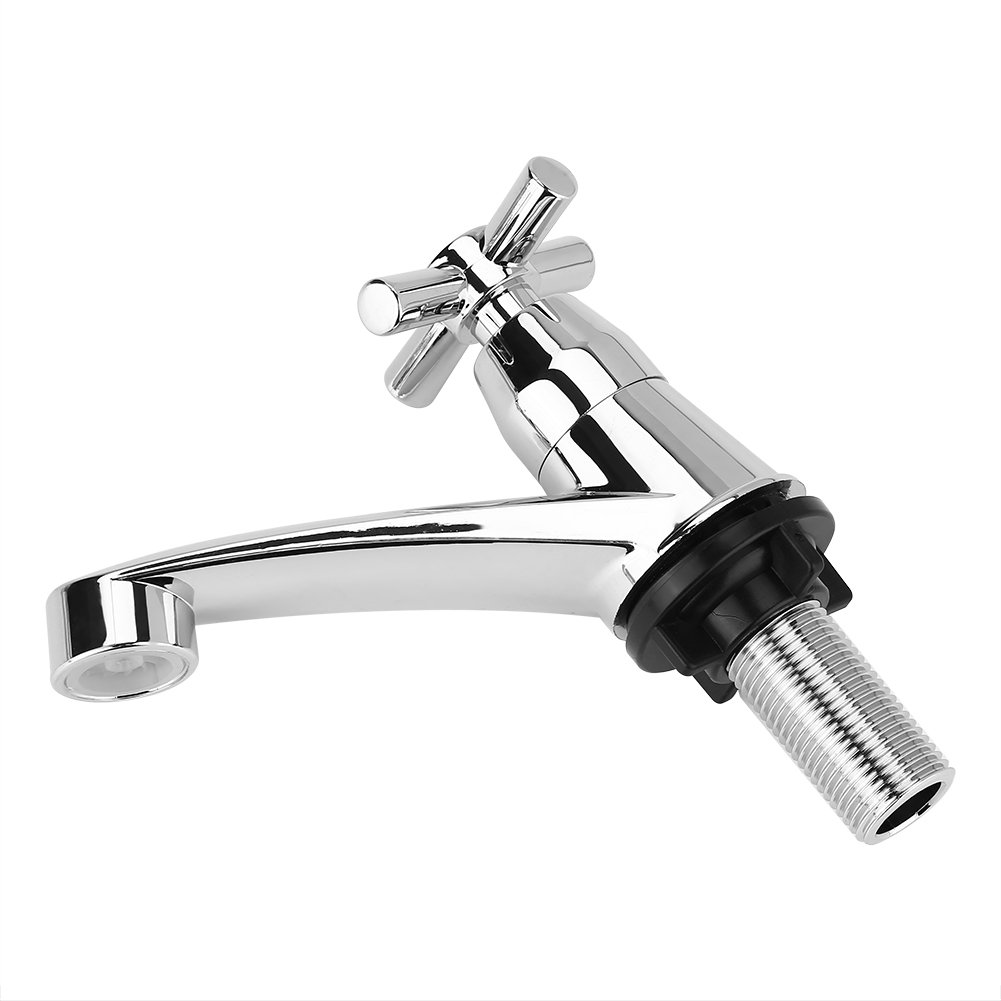 Fdit Water Tap Single Cold Faucet Water Nozzle G1/2 Bathroom Basin Kitchen Sink Rest Room Washing Basin Accessories Abs(Cross Handle)