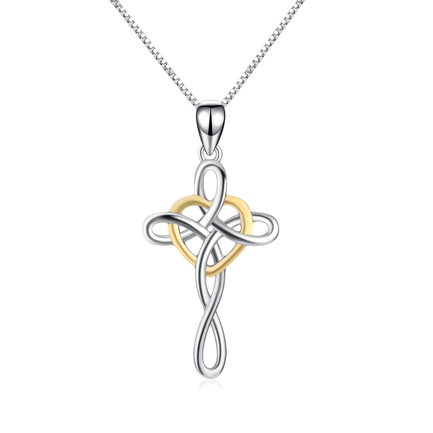 VONALA 925 Sterling Silver Celtic Knot Cross Necklace Infinity Love Jewellery Birthday Gifts for Women โ image 1