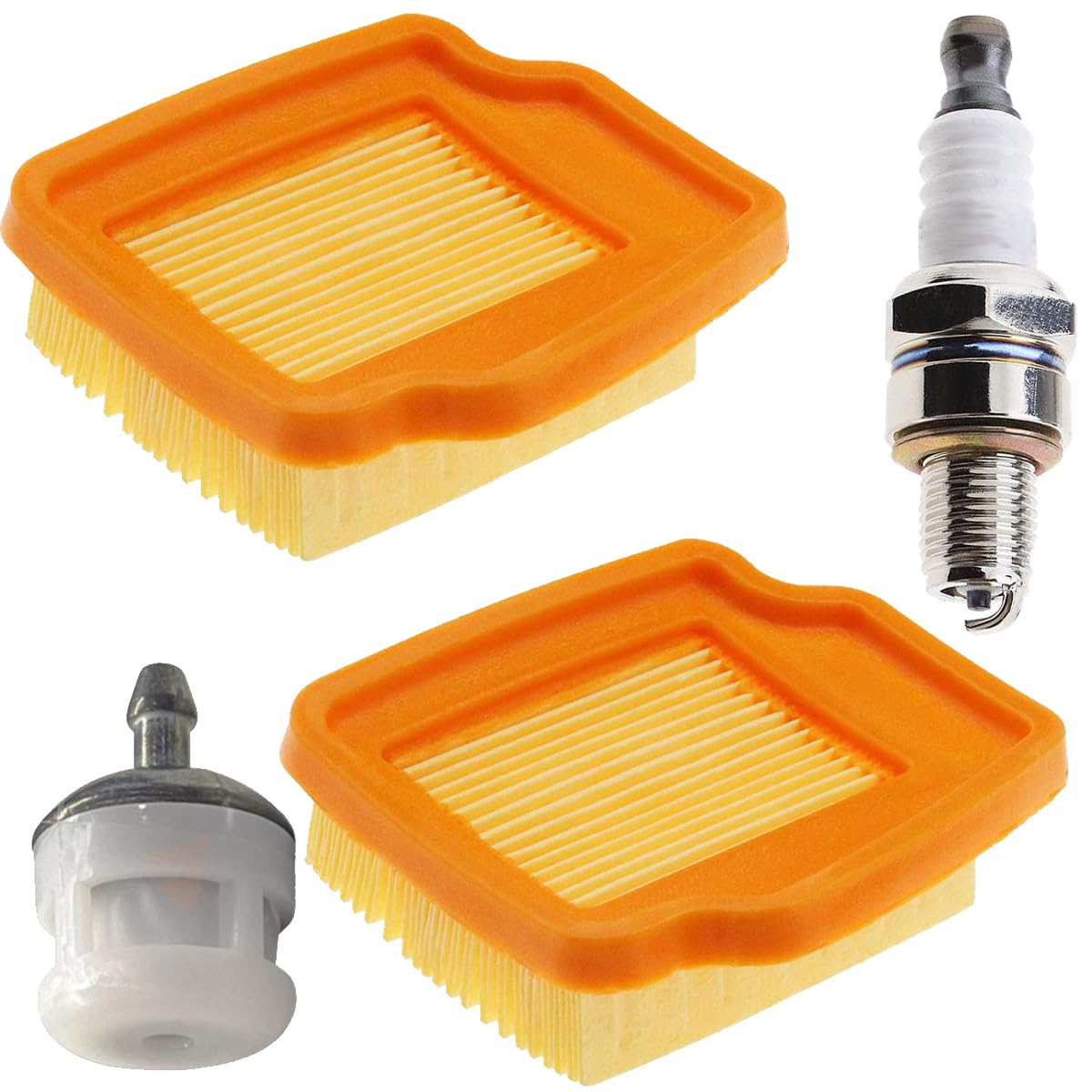 ZAMDOE 4149 141 0300 Lawn Mower Air Filters Fuel Filter Spark Plug Tune Up Kit 000 350 3503 CMR5H for Stihl KM94 KM94R KM94RC SP92 SP92C Replacement 4 Packs