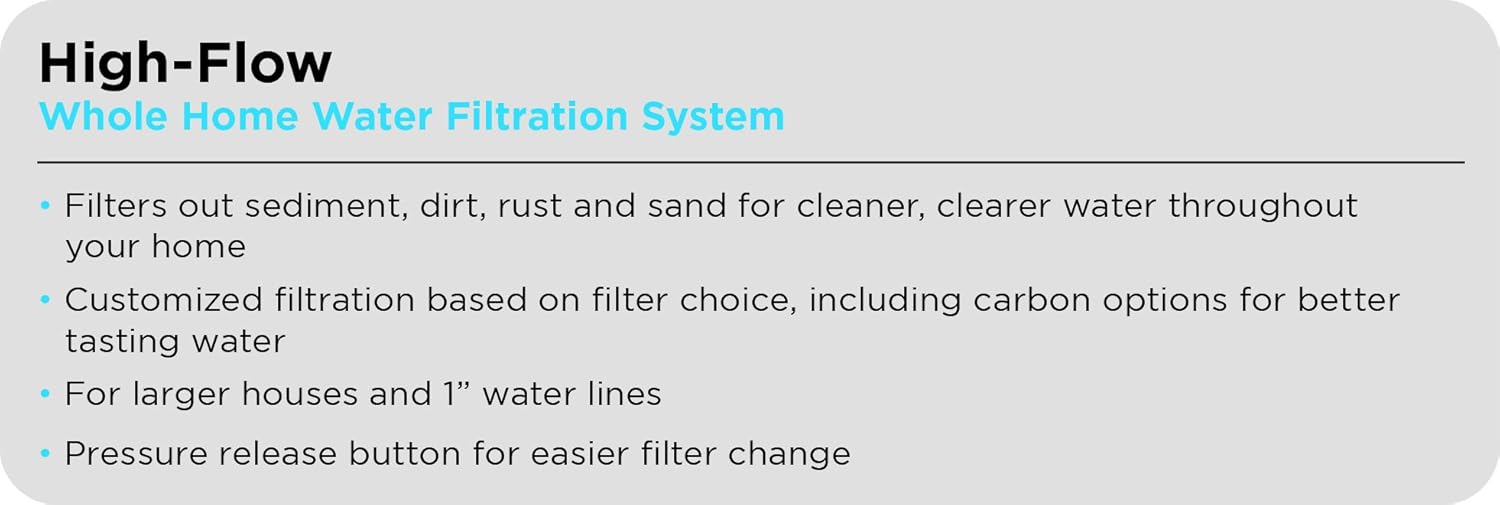 EcoPure EPWO4 Universal Large Capacity Whole Water Filter Housing-NSF Certified-Premium Filtration System-Built to Last, White - - 