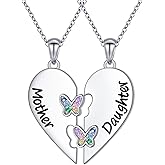 S925 Sterling Silver Mother Daughter Set 2 Granddaughter Family Heart Pendant Necklace Jewelry from Dad Mom Grandmother Son Birthday