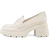 JENN ARDOR Chunky Block Heel Loafers for Women Closed Round Toe Platform Pumps Slip On Dress Shoes Wedding Party Office Lady Shoes