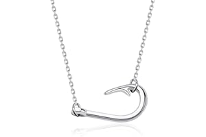 CENWA Fish Hook Necklace Fishing Hook Pendant Jewelry Fishing Gift Necklace Fish Hook Gift For Couple