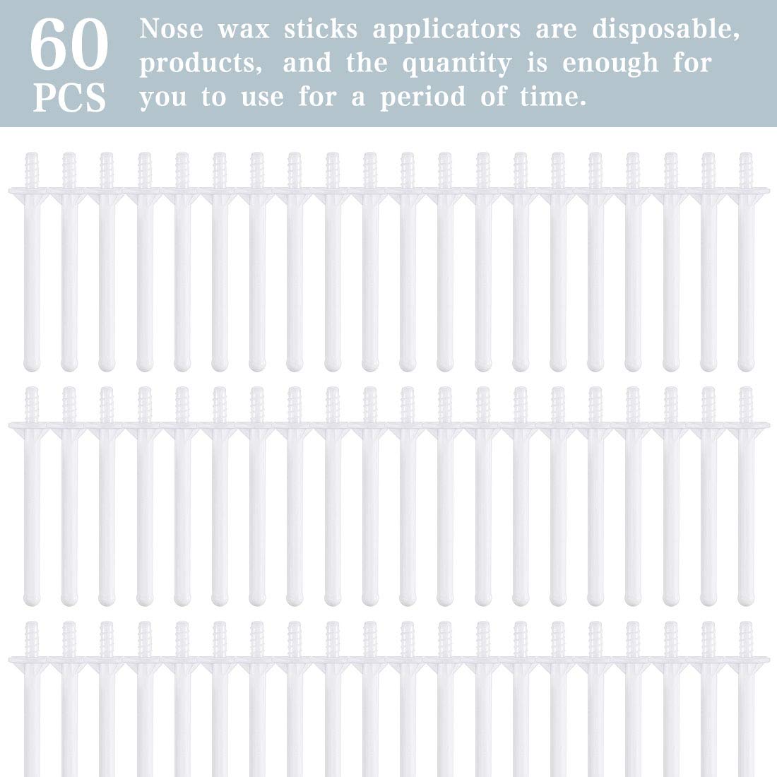 60 Pieces Plastic Wax Applicator Wands with Disposable Spatulas for Nose Hair Removal and Nostril Cleaning