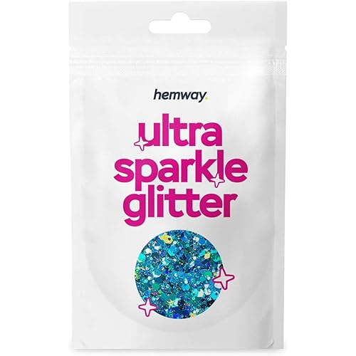 Hemway Turquoise Holographic Mix Glitter Chunky Multi Purpose Dust Powder Arts & Crafts Wine Glass Decoration Weddings Flowers Cosmetic Face Eye Body Nails Skin Hair Festival 10g