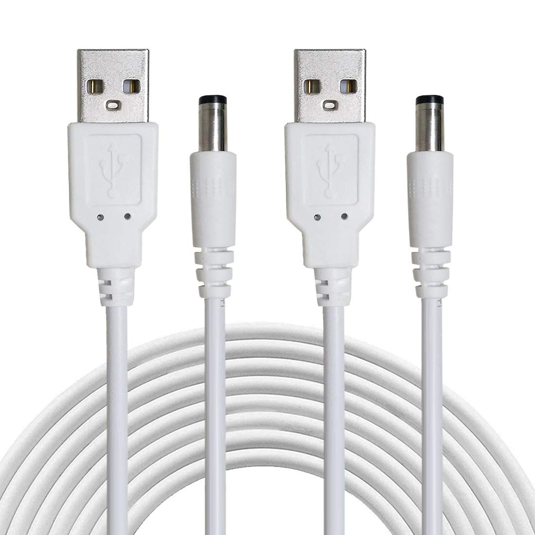 Liwinting Pack of 2 1 m / 3.28 Feet USB to DC Male, 5 V USB to DC Cable, 5.5 mm x 2.1 mm DC Male Female Converter Power Charging Cable, Suitable for 5.5 mm x 2.1 mm Laptops, Routers, Keyboard etc. -