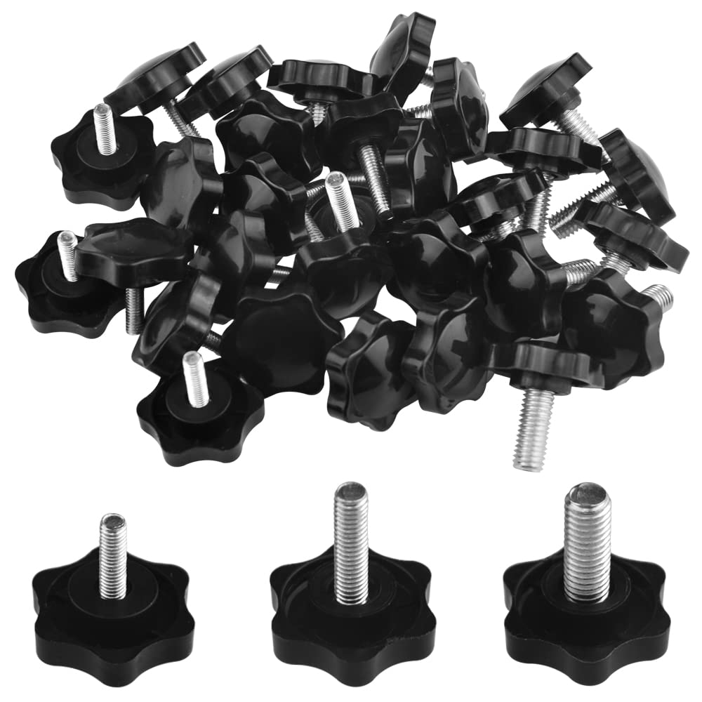 WMYCONGCONG 30 PCS M5 M6 M8 Star Hand Knob Tightening Screw, Thread Clamping Knob Quick Removal Replacement Parts with Nuts and Washers Stainless Steel Hex Nuts Star Knobs Assortment Kit