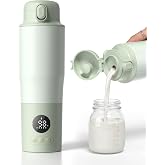 Portable Bottle Warmer for Travel,2.5 Min Fast Heating Dual Modes for Breast Milk &amp; Water, Baby Milk Warmer with 316L Stainless Steel 12.8Oz Large Capacity Long Battery Life,Precise Temp Control