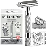 Rockwell Razors 6C Adjustable Double-Edge Safety Razor in White Chrome Finish. 6 Adjustable Settings & 5 Recyclable Blades. R