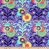 Amy Butler Love Paradise Garden Periwinkle Fabric By The Yard