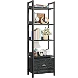 Furologee 5 Tier Bookshelf with Drawer, Kitchen