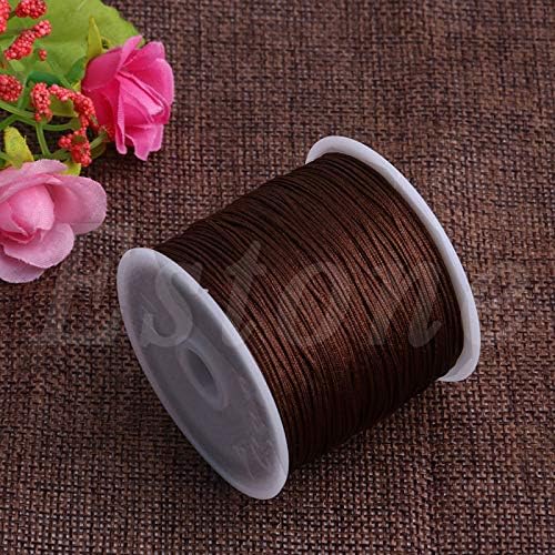Gjyia 0.8mm Nylon Cord Thread Chinese Knot Macrame Rattail Bracelet Braided String 45M Light Coffee